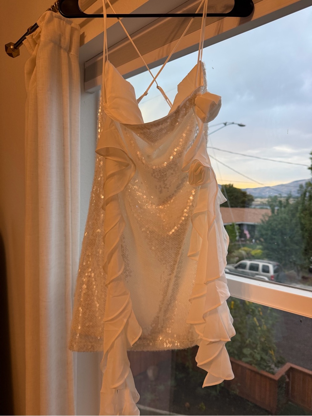 White Sequin Starlit mini Dress by 12th Tribe